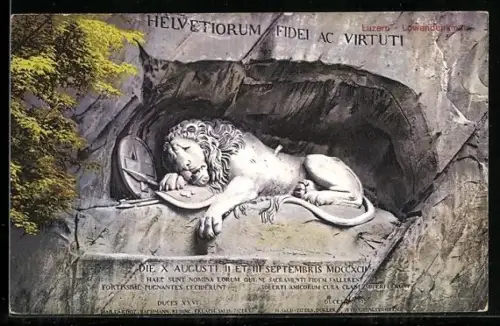AK Luzern, Löwendenkmal, Nahaufnahme