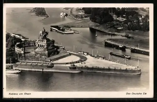 AK Koblenz am Rhein, Deutsches Eck mit Denkmal