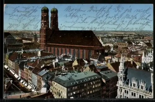 AK München, Blick auf die Frauenkirche
