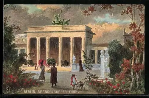 Künstler-AK Raphael Tuck & Sons Nr. 183 B: Berlin, Brandenburger Tor, Weinstuben Kempinski