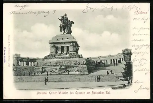 AK Coblenz, Denkmal Kaiser Wilhelm des Grossen am Deutschen Eck
