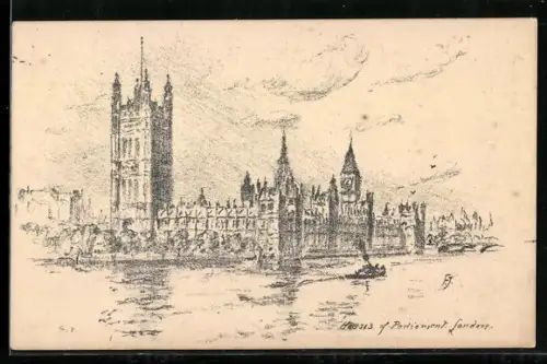 Künstler-AK London, Houses of Parliament