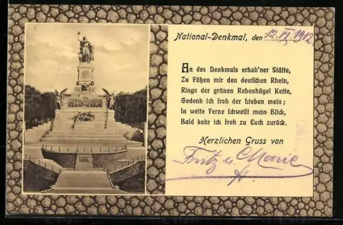 AK National-Denkmal auf dem Niederwald