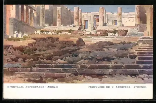 Künstler-AK Athènes, Propylées de l`Acropole