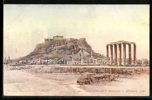 Künstler-AK Athènes, Vue de l`Acropole