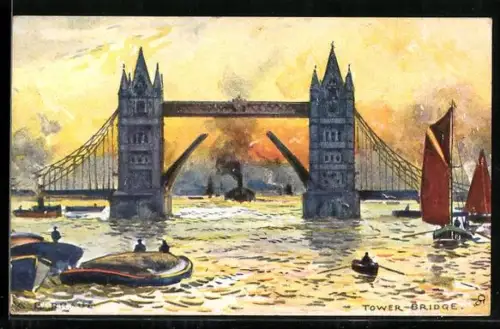 Künstler-AK London, The Tower Bridge
