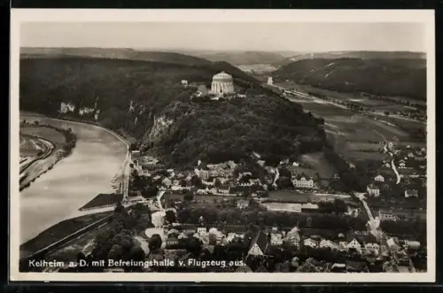 AK Kelheim a. D., Befreiungshalle, Luftaufnahme