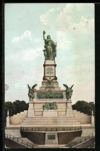 AK Bingen, National-Denkmal auf dem Niederwald