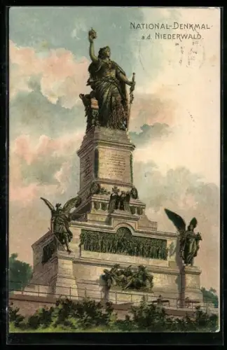 Lithographie Nationaldenkmal auf dem Niederwald