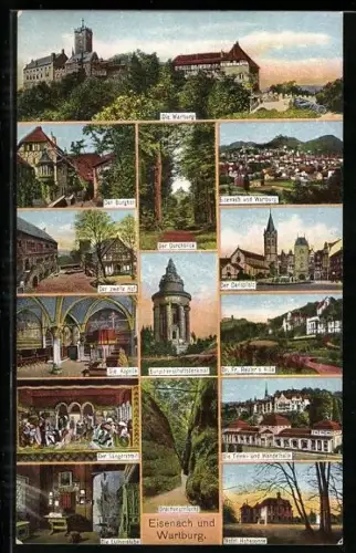 AK Eisenach, Wartburg und Stadtansichten