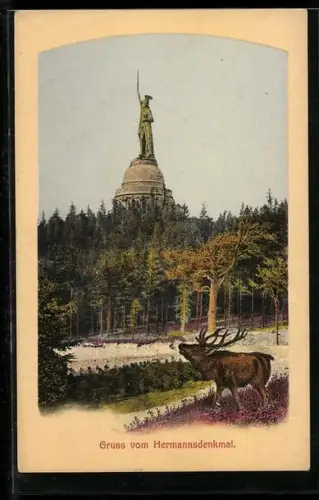 AK Detmold, Hermannsdenkmal im Teutoburger Wald