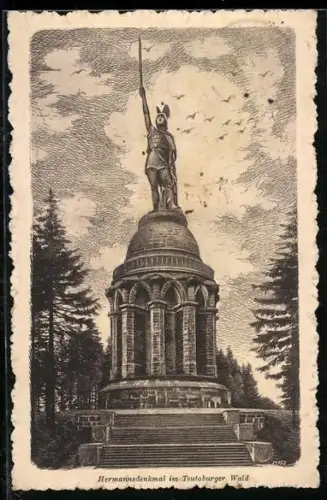 AK Detmold, Hermannsdenkmal im Teutoburger Wald