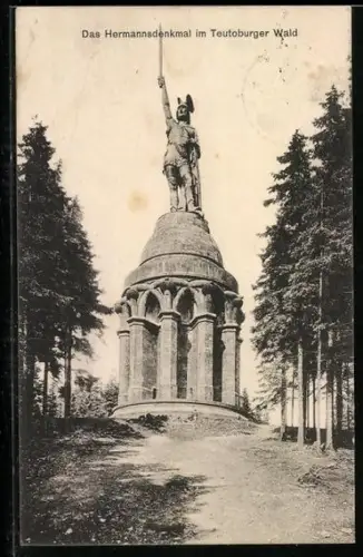 AK Detmold, Blick zum Hermanns-Denkmal