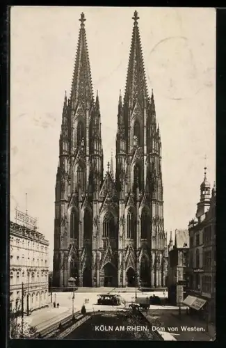 AK Köln a. Rh., Dom von Westen gesehen, Strassenbahn