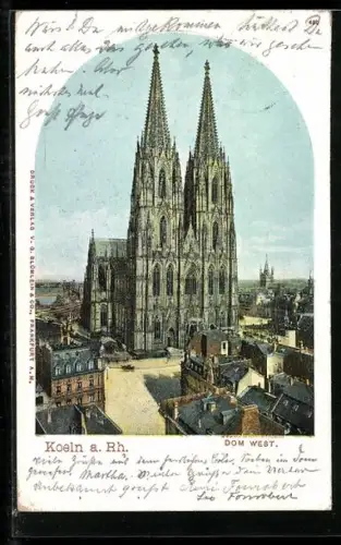 AK Köln a. Rh., Dom, Westseite