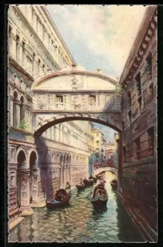 AK Venezia / Venedig, Ponte dei Sospiri / Gondeln unter der Seufzerbrücke