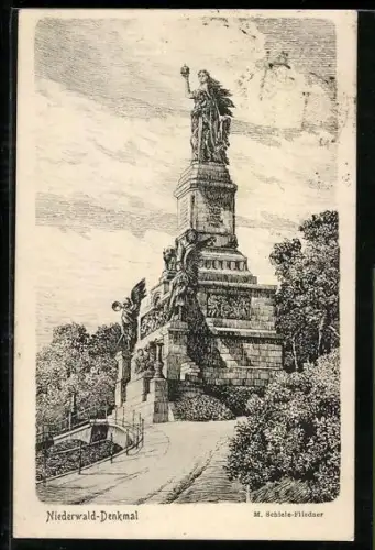 AK Rüdesheim a. Rh., National-Denkmal auf dem Niederwald