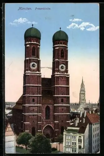 AK München, Teilansicht mit Frauenkirche