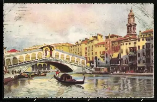 Künstler-AK Venezia, Ponte di Rialto
