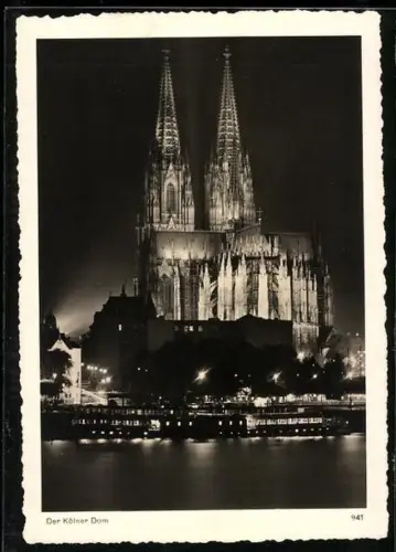 AK Köln a. Rh., Kölner Dom bei nächtlicher Beleuchtung