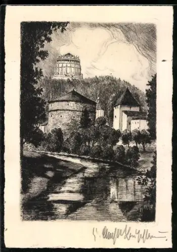 AK Kelheim a. D., Blick zur Befreiungshalle