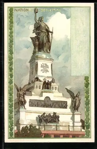 Künstler-Lithographie Franz Hein: National-Denkmal