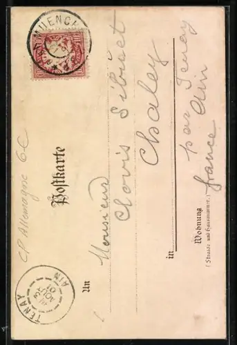 Lithographie München, Ruhmeshalle und Bavaria