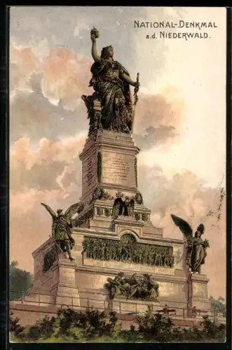 Lithographie Nationaldenkmal auf dem Niederwald