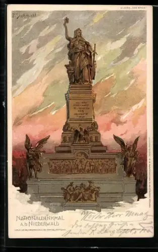 Künstler-AK P. Schmohl: Niederwald, Nationaldenkmal