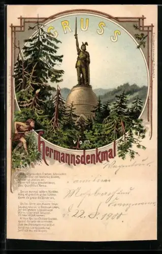 Lithographie Detmold, Herrmannsdenkmal