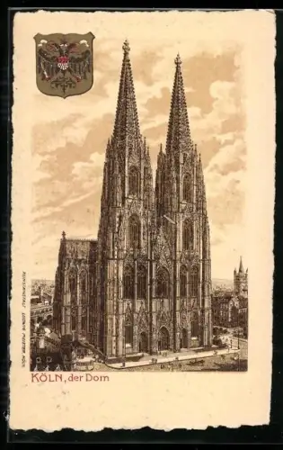 AK Köln, Der Dom mit Stadtwappen