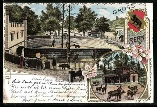Lithographie Bern, Bärengraben, Hirschpark