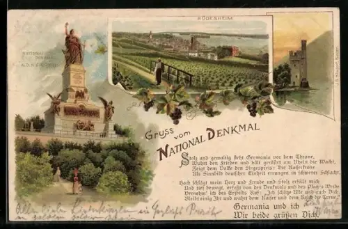 AK Rüdesheim, Nationaldenkmal auf dem Niederwald, Stolz und gewaltig...