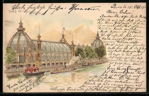 Lithographie Paris, Exposition universelle de 1900, Palais de l`Horticulture