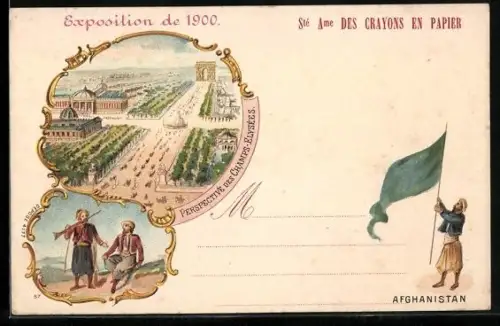 Künstler-AK Paris, Exposition universelle de 1900, Perspective des Champs-Elysées, Afghanistan