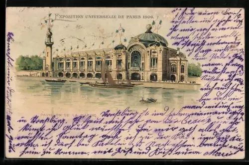 Lithographie Paris, Exposition universelle de 1900, Pavillon de la Marine