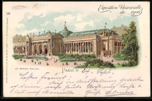 Lithographie Paris, Exposition universelle de 1900, Le Grand Palais