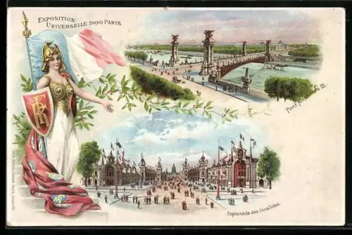 AK Paris, Exposition universelle de 1900, Pont Alexandre III., Esplanade des Invalides