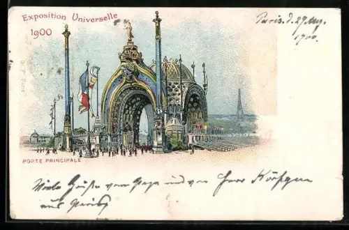 Lithographie Paris, Exposition universelle de 1900, Porte Principale de l`Exposition