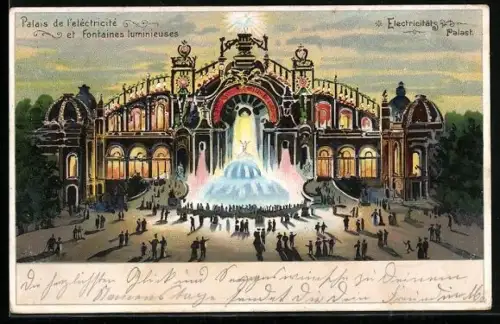 Lithographie Paris, Exposition universelle de 1900, Electricitätspalast