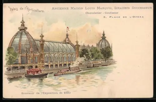 Lithographie Paris, Exposition universelle de 1900, Palais de l`Horticulture