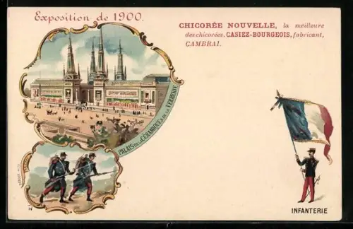 Künstler-AK Paris, Exposition de 1900, Palais de la Céramique & de la Verrerie, Infanterie