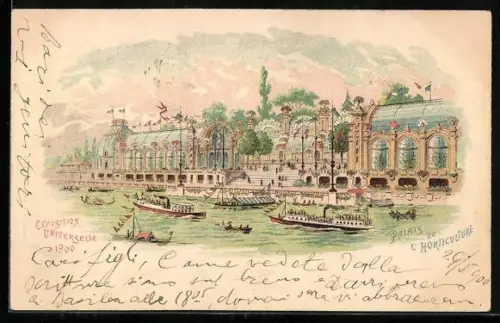 Lithographie Paris, Exposition universelle de 1900, Palais de l`Horticulture