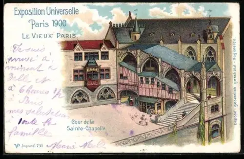 Künstler-AK Paris, Exposition universelle de 1900, Cour de la Sainte-Chapelle