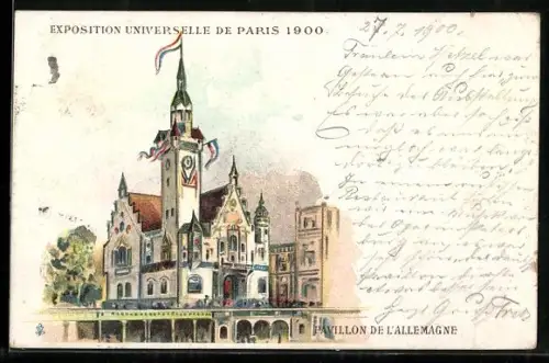 Lithographie Paris, Exposition universelle de 1900, Pavillon de l`Allemagne