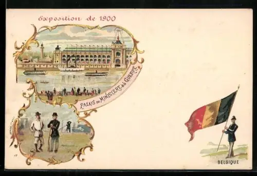 Künstler-AK Paris, Exposition universelle de 1900, Palais de Ministère de la Guerre, Belgique