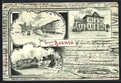 Lithographie Barmen, Werther Bollwerk, Luftkurhaus, Ringelthal