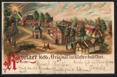 Lithographie Kevelaer, Klosteransicht anno 1656
