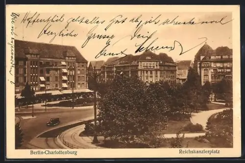 AK Berlin-Charlottenburg, Reichskanzlerplatz, Wohnhäuser, Strassenansicht