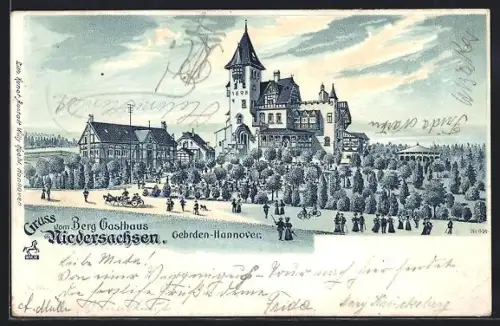 Lithographie Gehrden-Hannover, Berg Gasthaus Niedersachsen